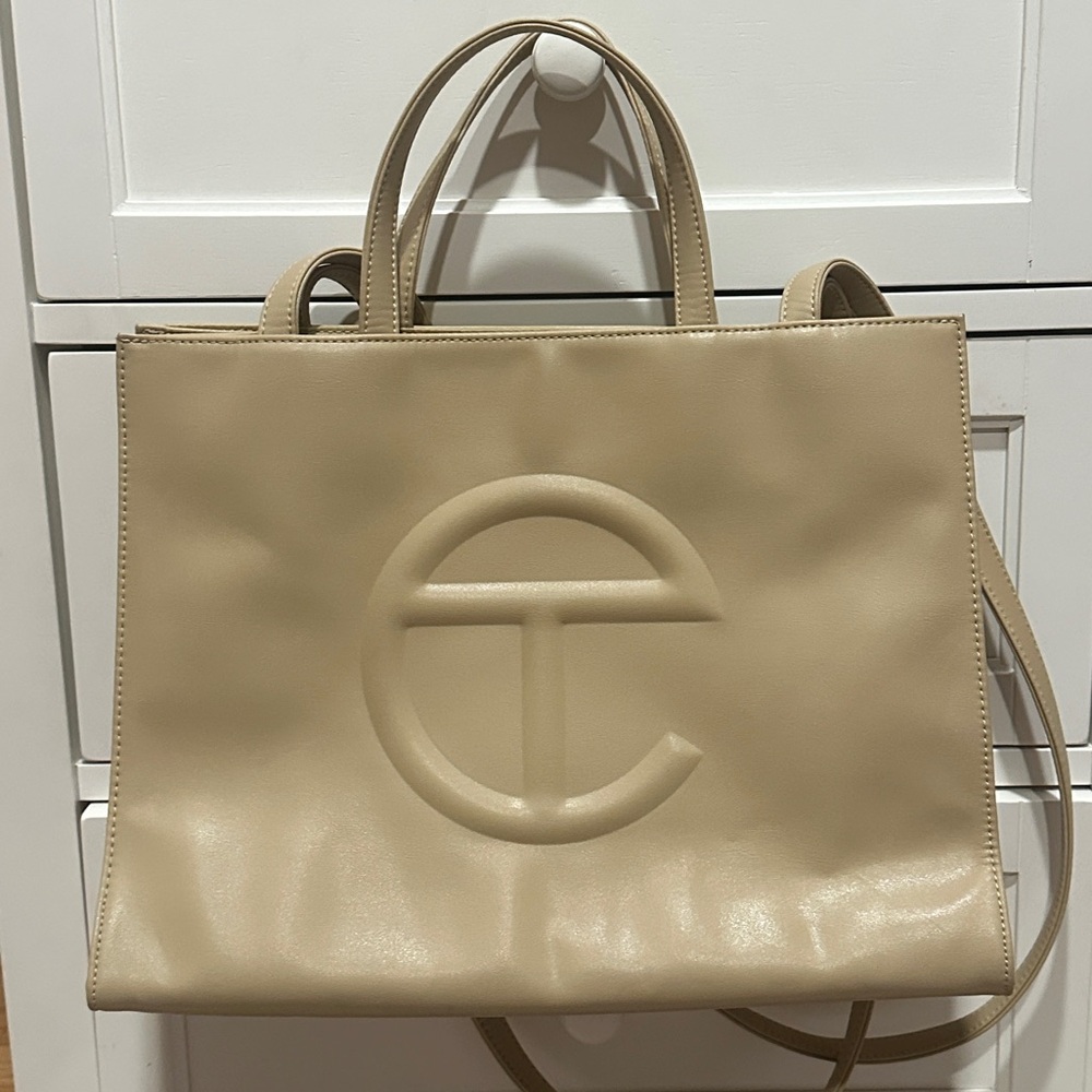 Telfar Medium Cream Shopping Bag Vegan Leather Tote